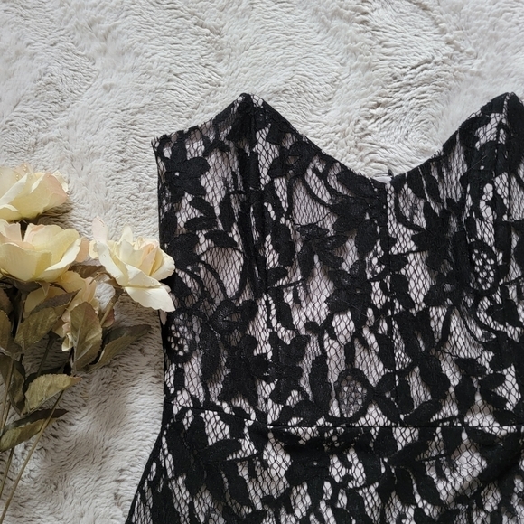 Mason Black Lace Overlay Strapless Mini Dress Bust Wire Boning Dress Size 4 - Picture 5 of 13